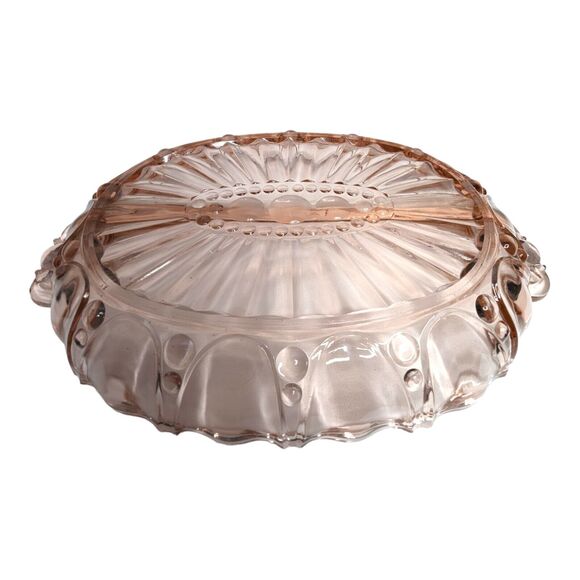 1930s Anchor Hocking 12in Glass Relish Dish Oyster & Pearl Pink Depression Vtg - Picture 6 of 8